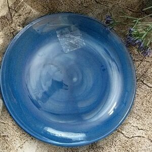 Set of 4 Swirl Glass Blue Side Salad Plates